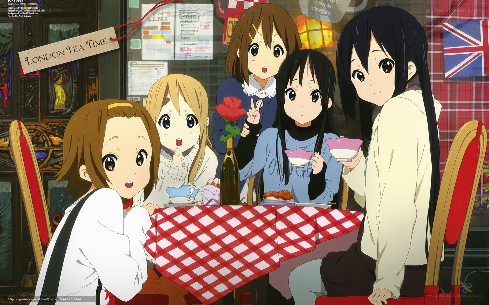 Anime girls at tea shop