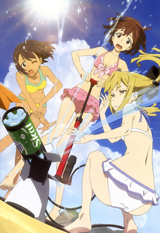 anime girls at the beach