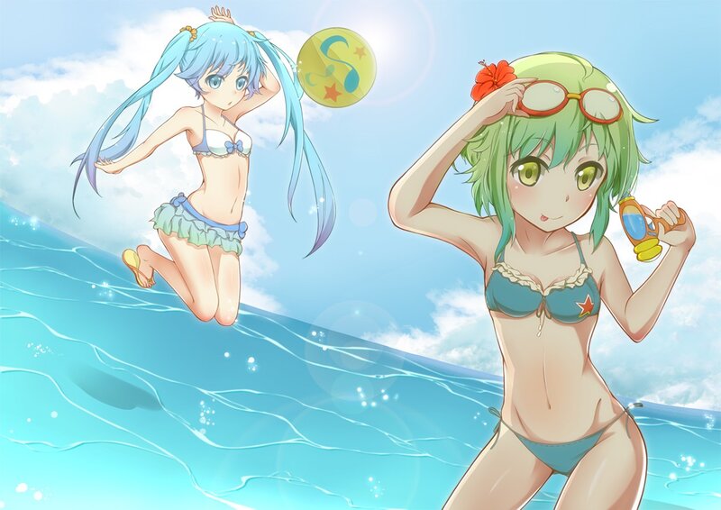 Anime girls at the beach
