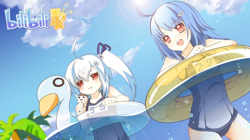 Anime girls at the beach