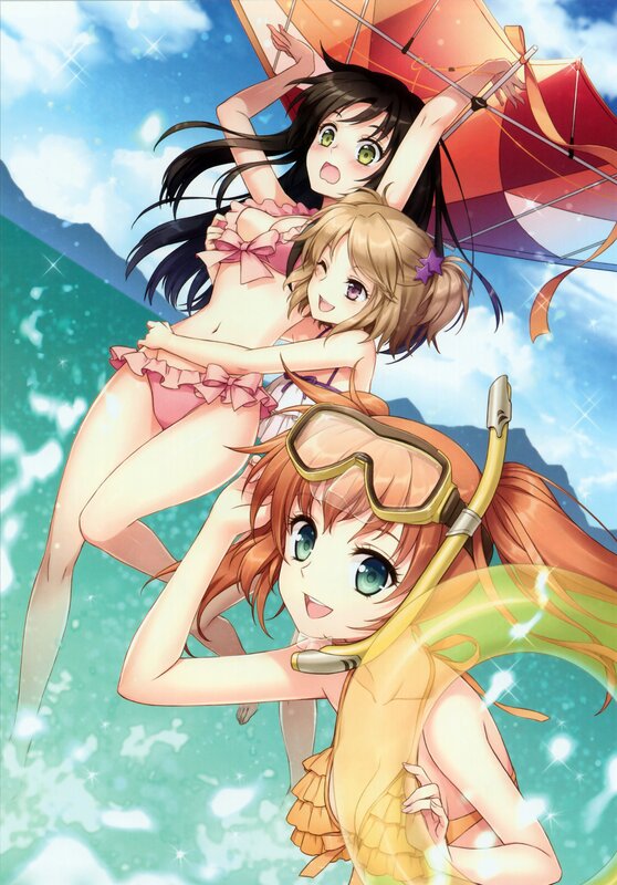anime girls at the beach