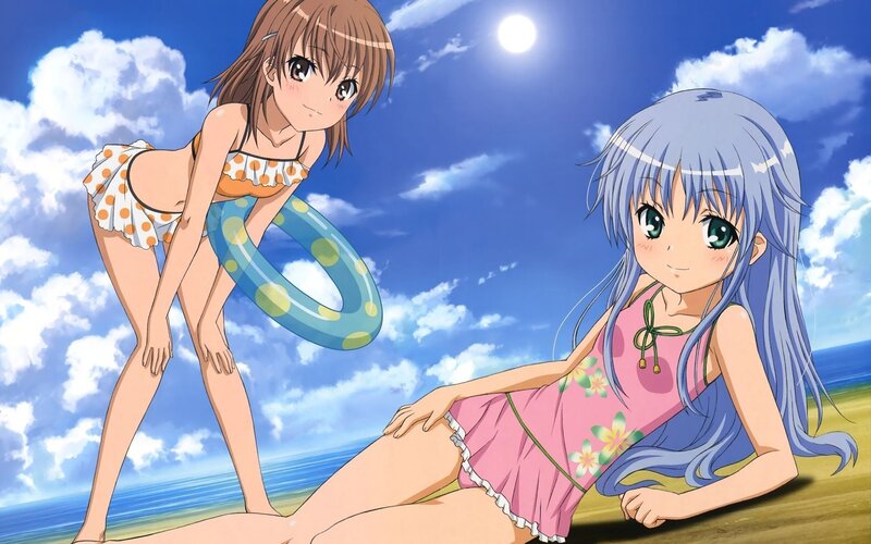Anime girls at the beach