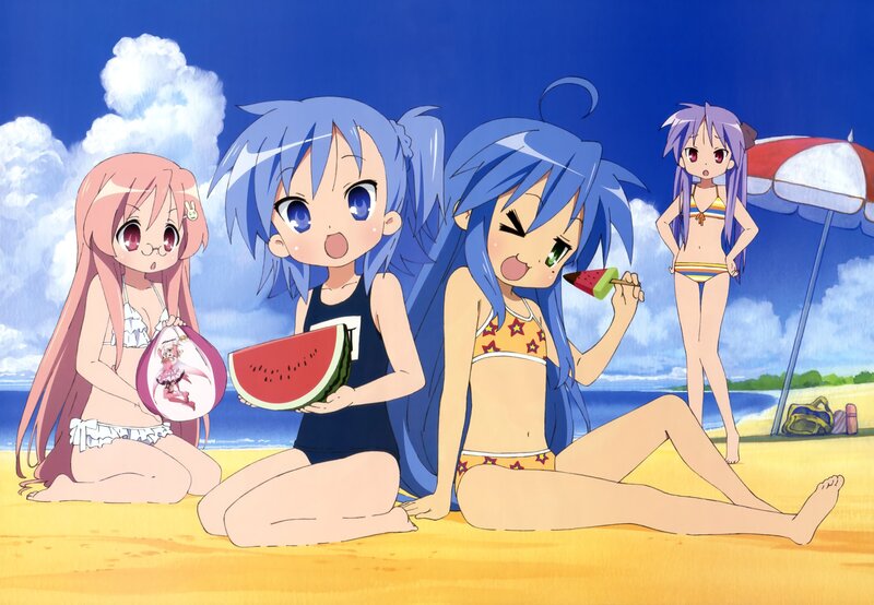 Anime girls at the beach