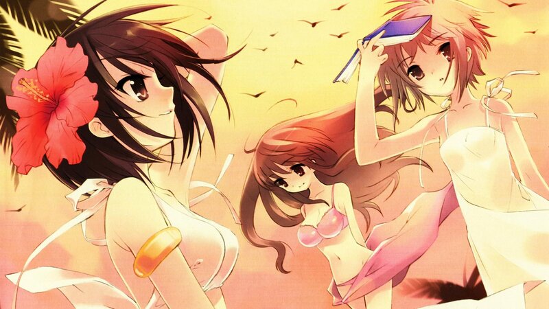 anime girls at the beach