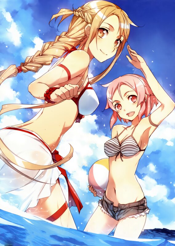 Anime girls at the beach