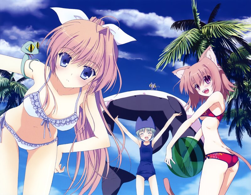 Anime girls at the beach