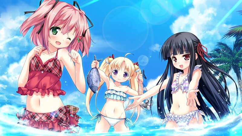 anime girls at the beach