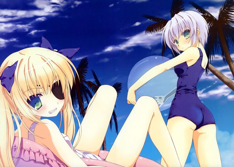 Anime girls at the beach