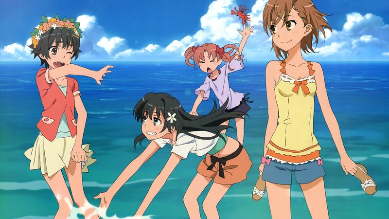 anime girls at the beach