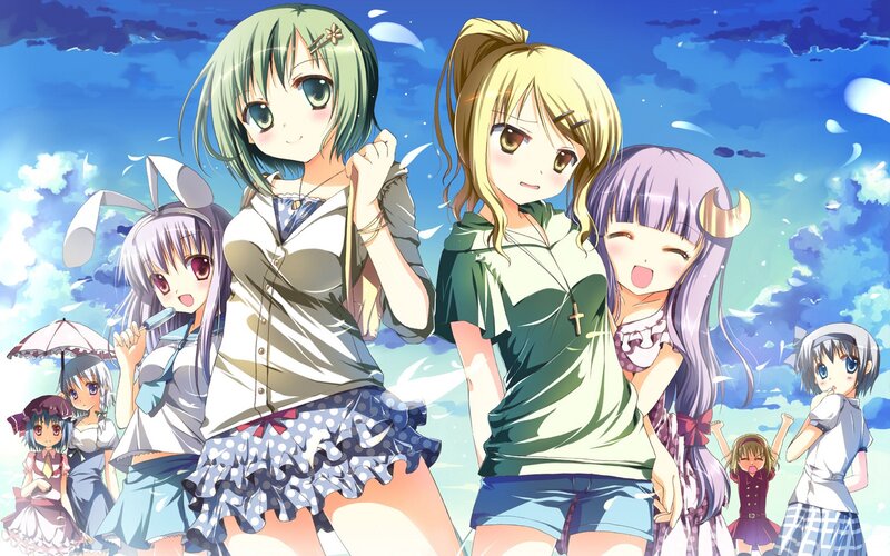 anime girls at the beach