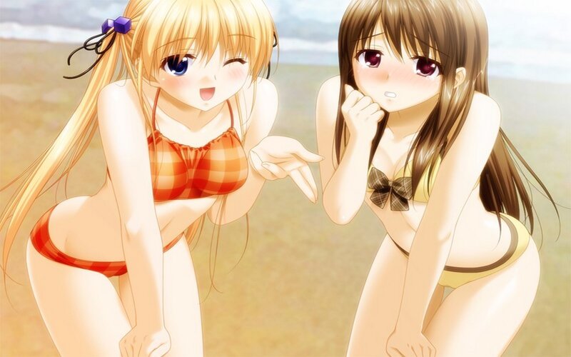 anime girls at the beach