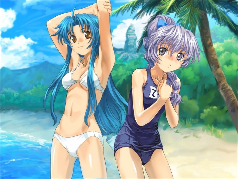 Anime girls at the beach