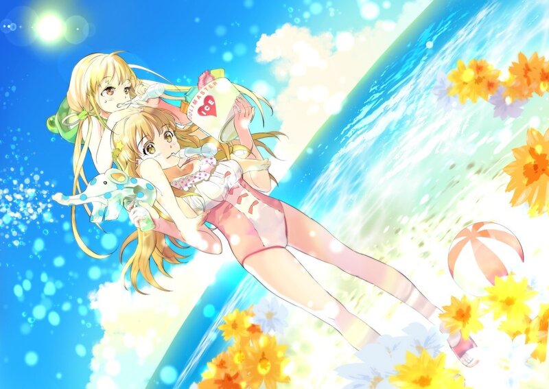 Anime girls at the beach