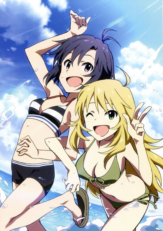 anime girls at the beach