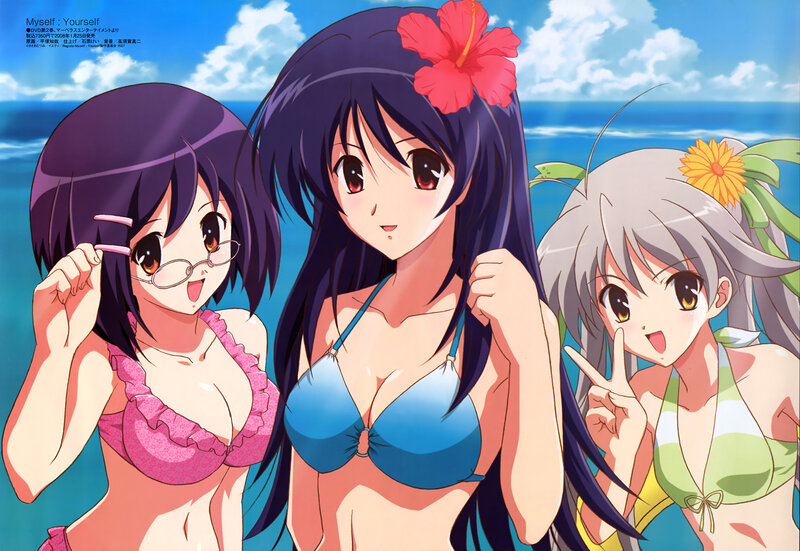 anime girls at the beach
