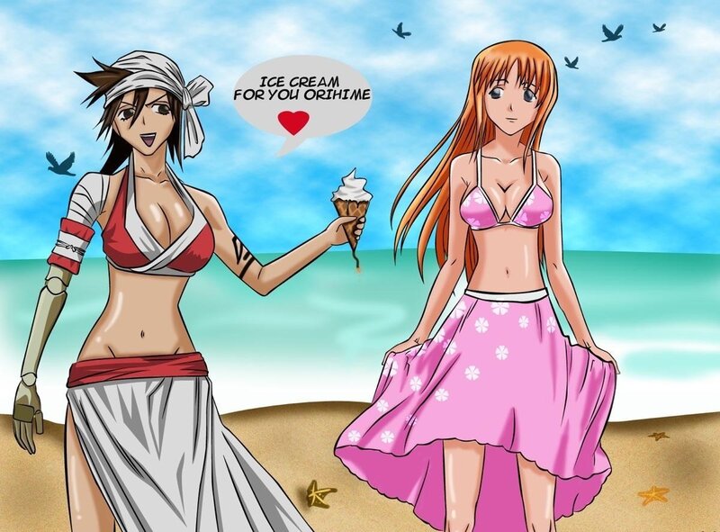 Anime girls at the beach