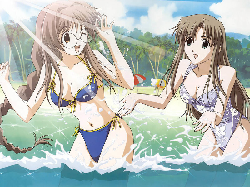 Anime girls at the beach