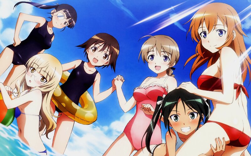 anime girls at the beach