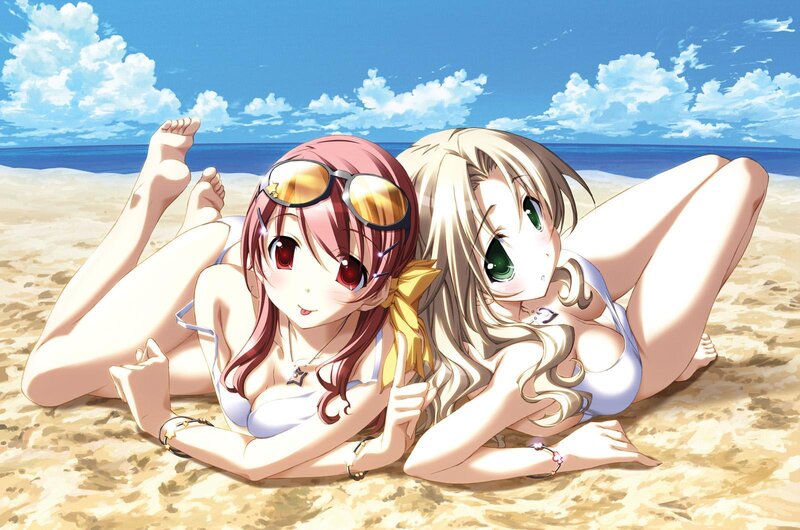 Anime girls at the beach