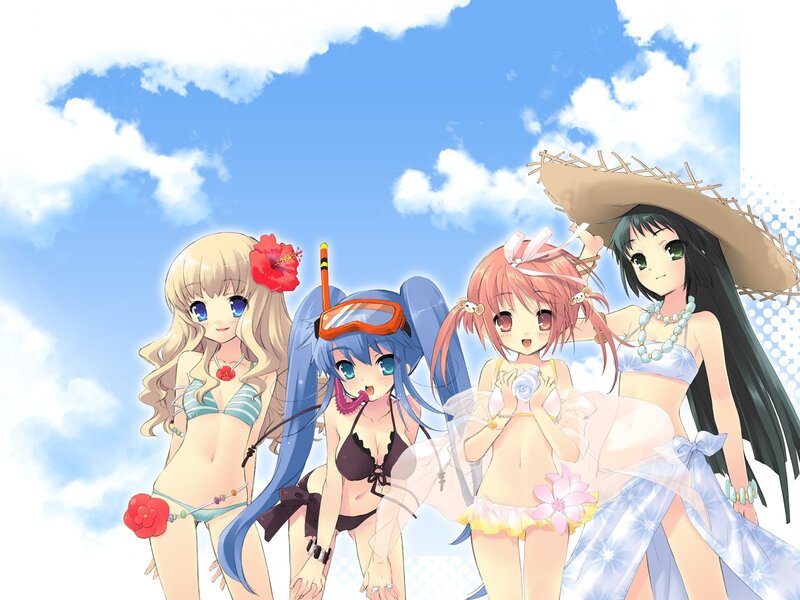 anime girls at the beach