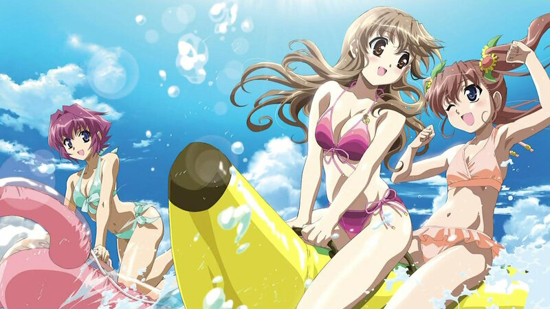 anime girls at the beach