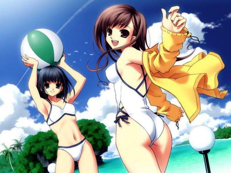 Anime girls at the beach