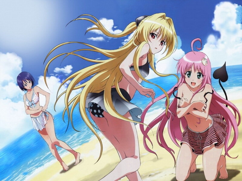 anime girls at the beach