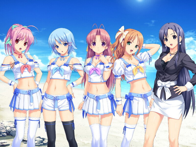 anime girls at the beach
