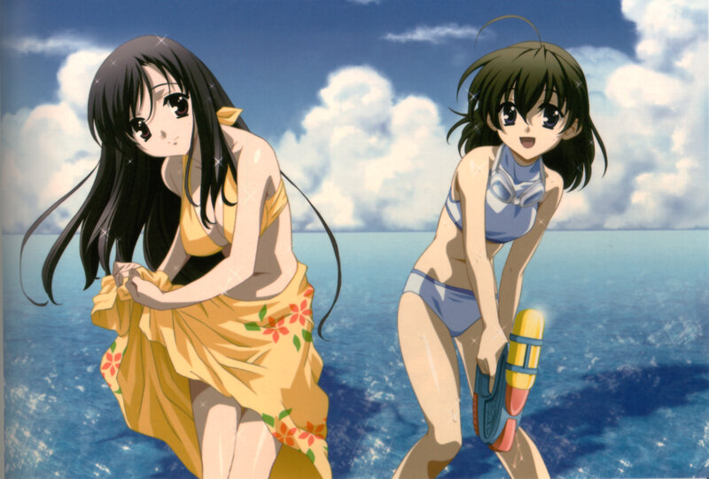 Anime girls at the beach