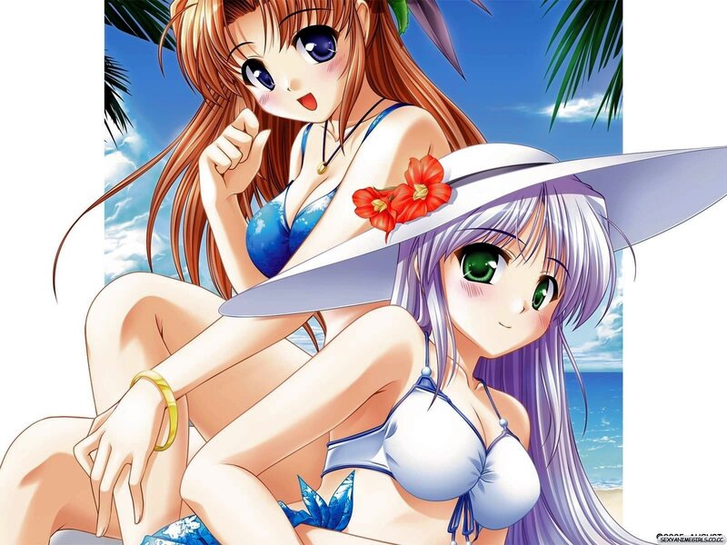 anime girls at the beach