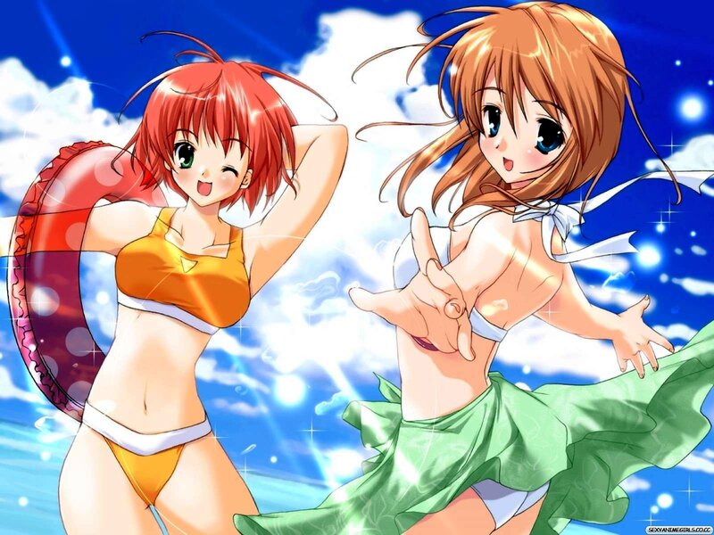 Anime girls at the beach