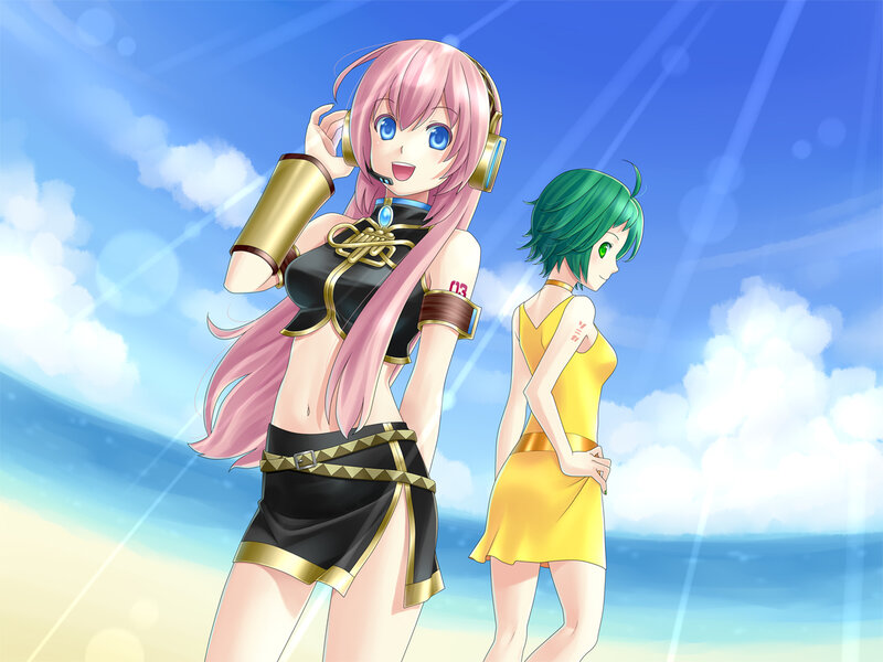 Anime girls at the beach