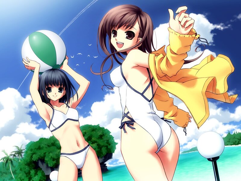 Anime girls at the beach