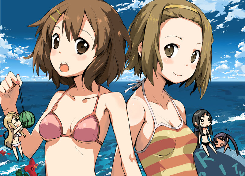 Anime girls at the beach