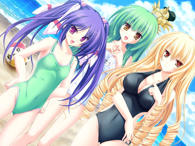 anime girls at the beach