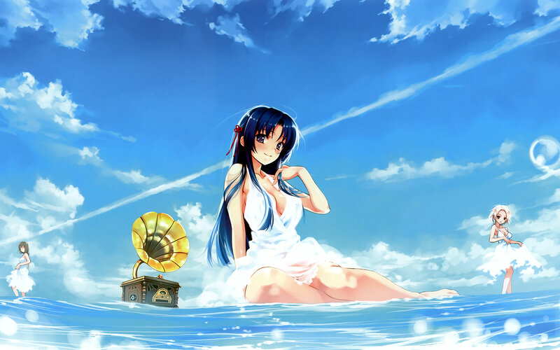 Anime girls at the beach
