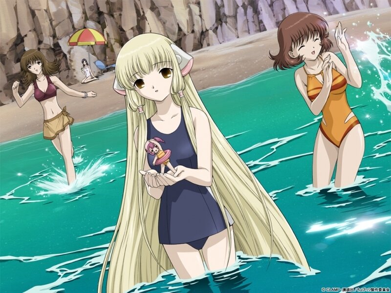Anime girls at the beach