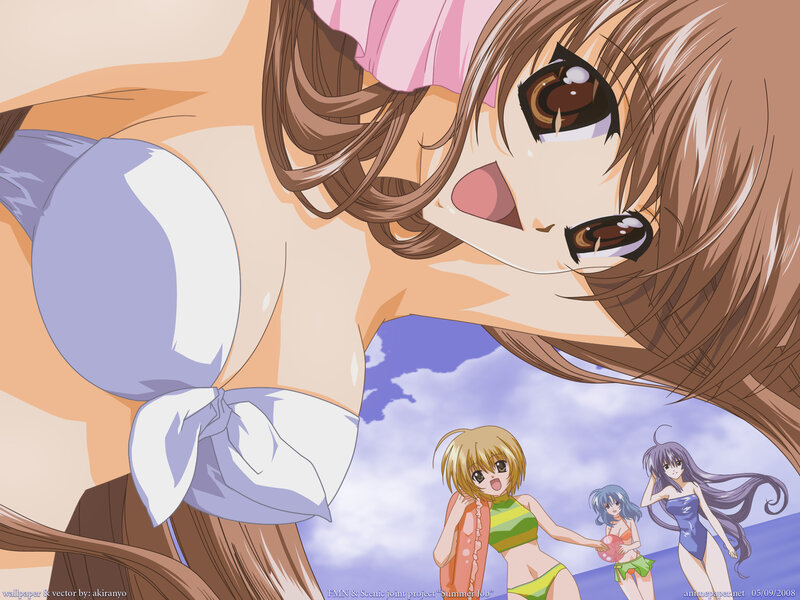anime girls at the beach