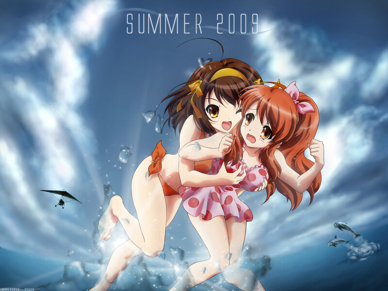 Anime girls at the beach
