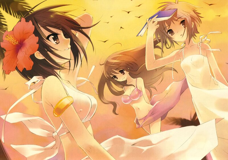 Anime girls at the beach