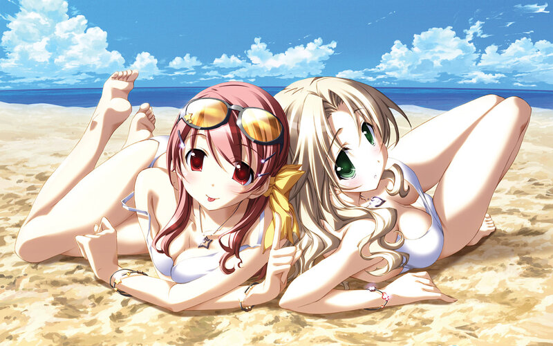 Anime girls at the beach