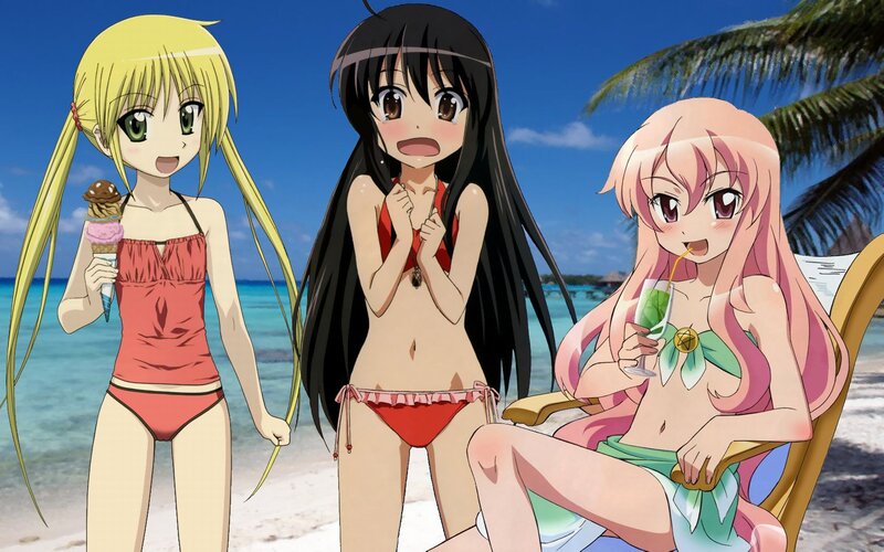 anime girls at the beach
