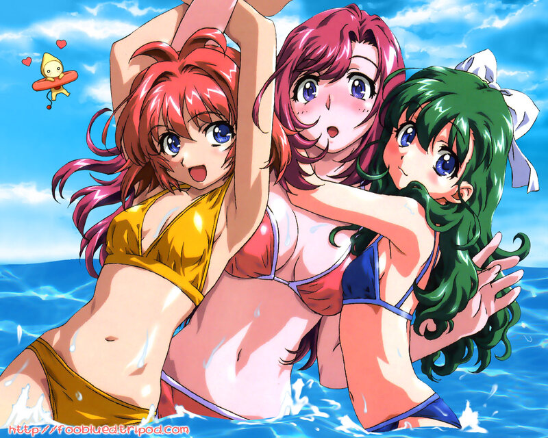 anime girls at the beach