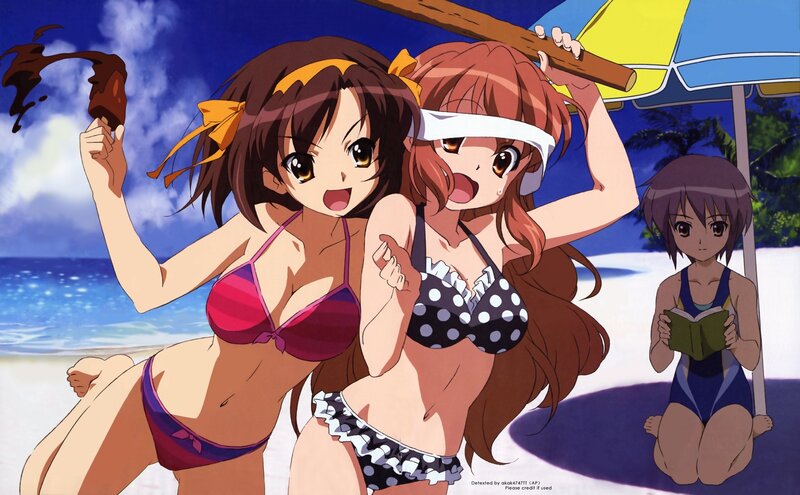 anime girls at the beach