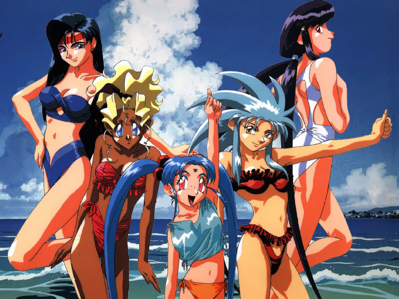 anime girls at the beach