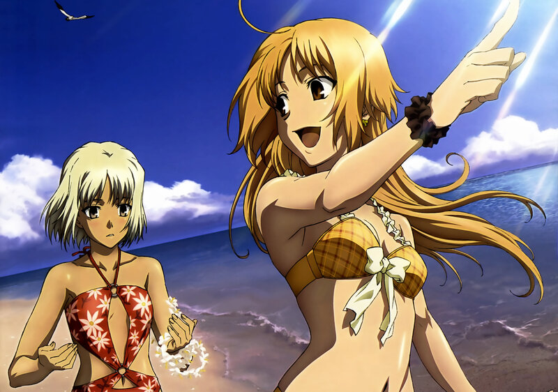 Anime girls at the beach