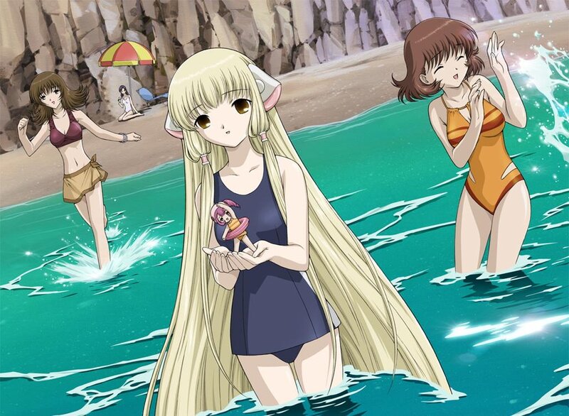 anime girls at the beach