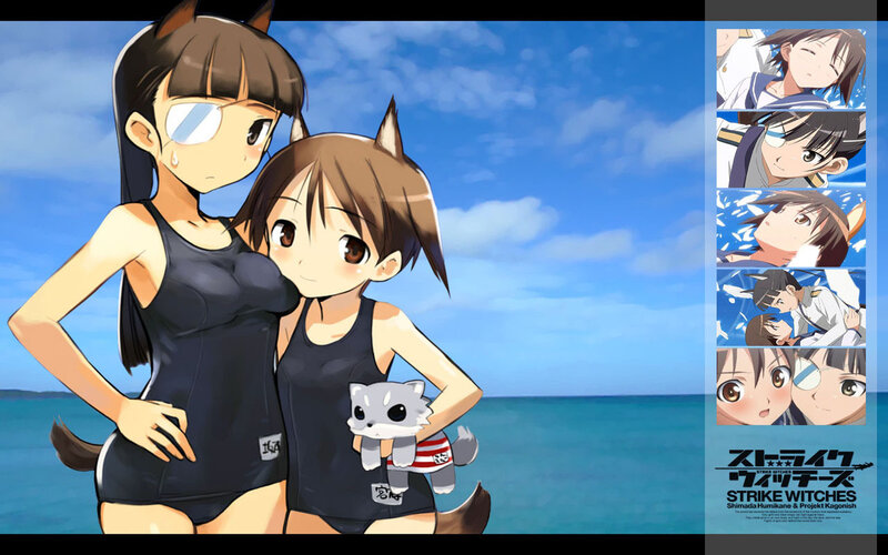 anime girls at the beach