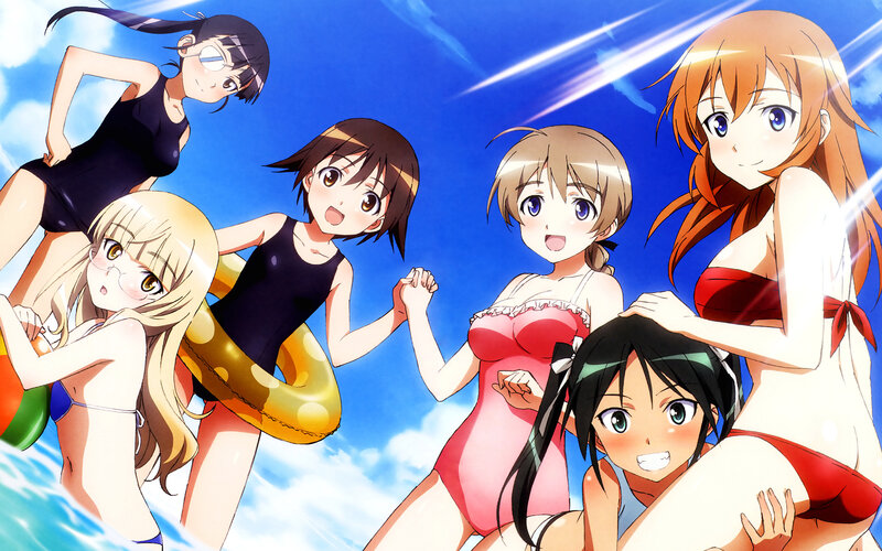 anime girls at the beach