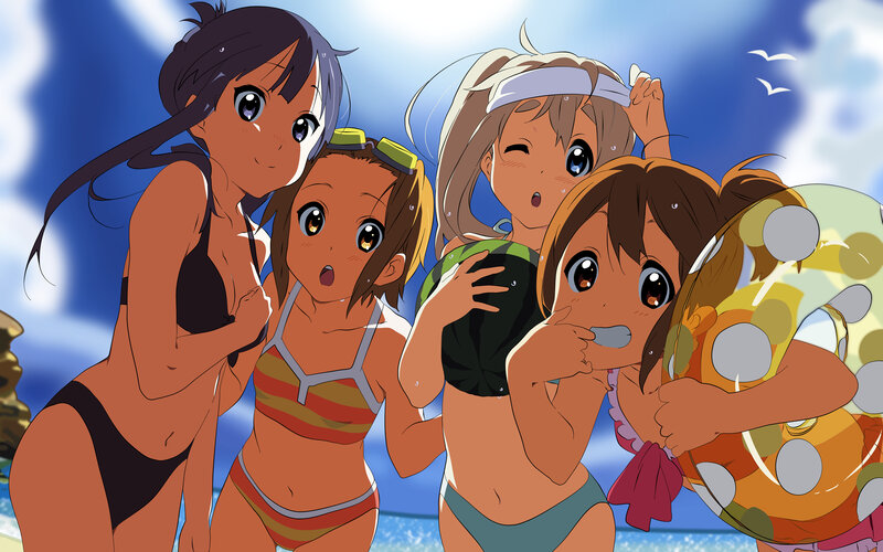anime girls at the beach